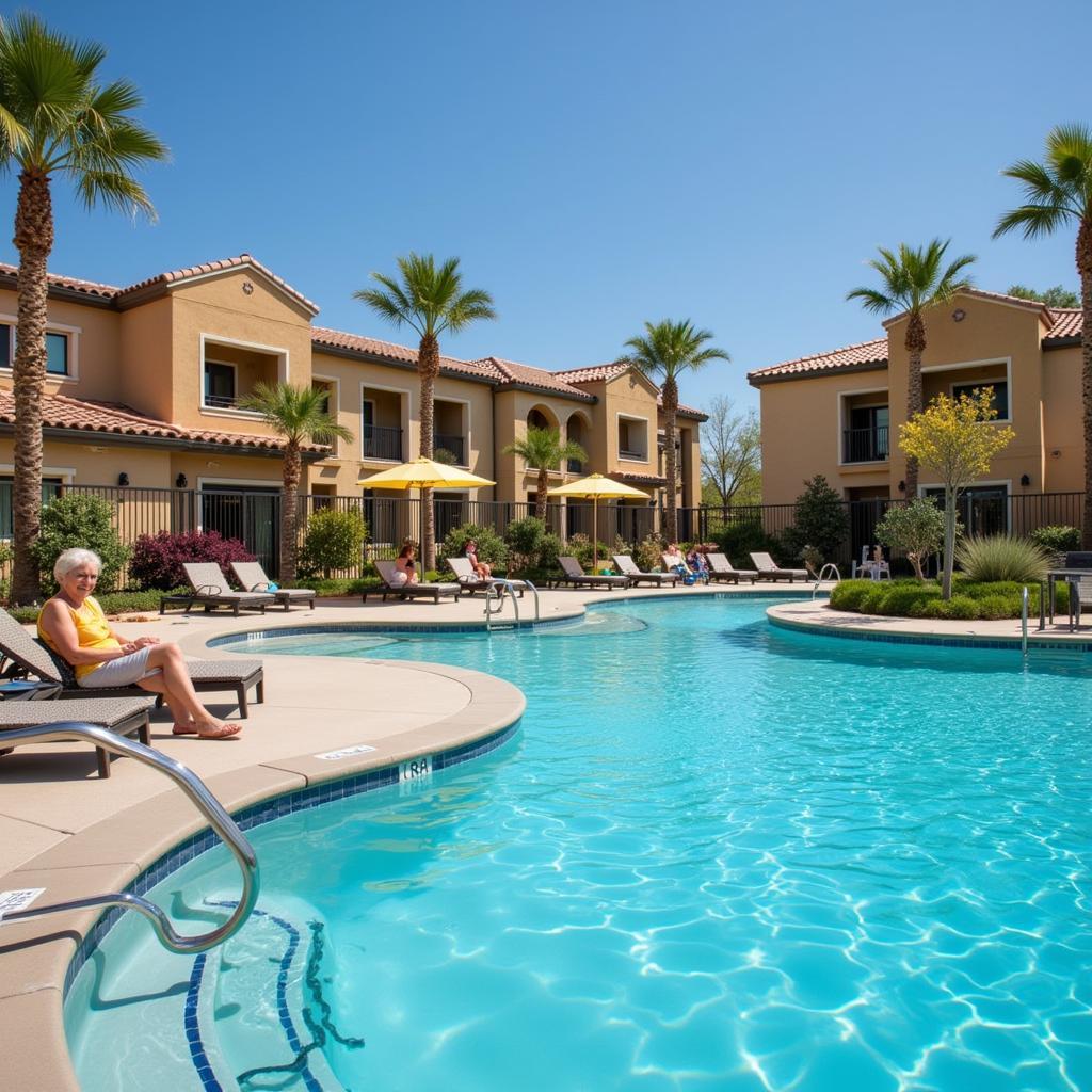 Residents enjoying the community pool at Aedas Homes Granada