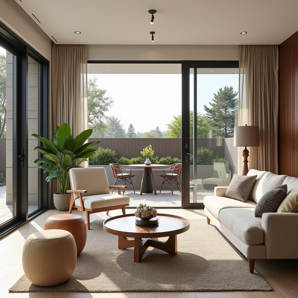 A spacious and bright living room in a modern Aedas Home.