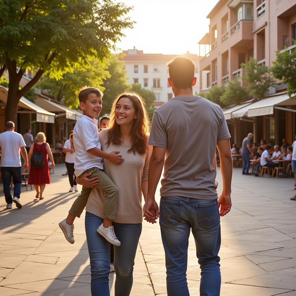 Family Enjoying a Plaza in Aedas Homes Hospitalet