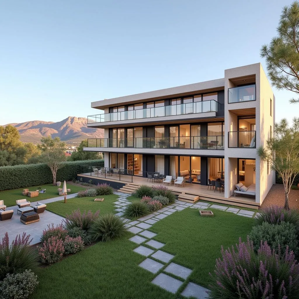 Modern apartment building exterior in Navarra, Spain