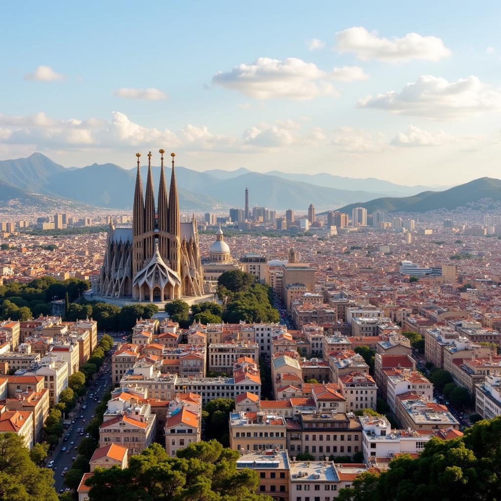 Barcelona cityscape with Sagrada Familia