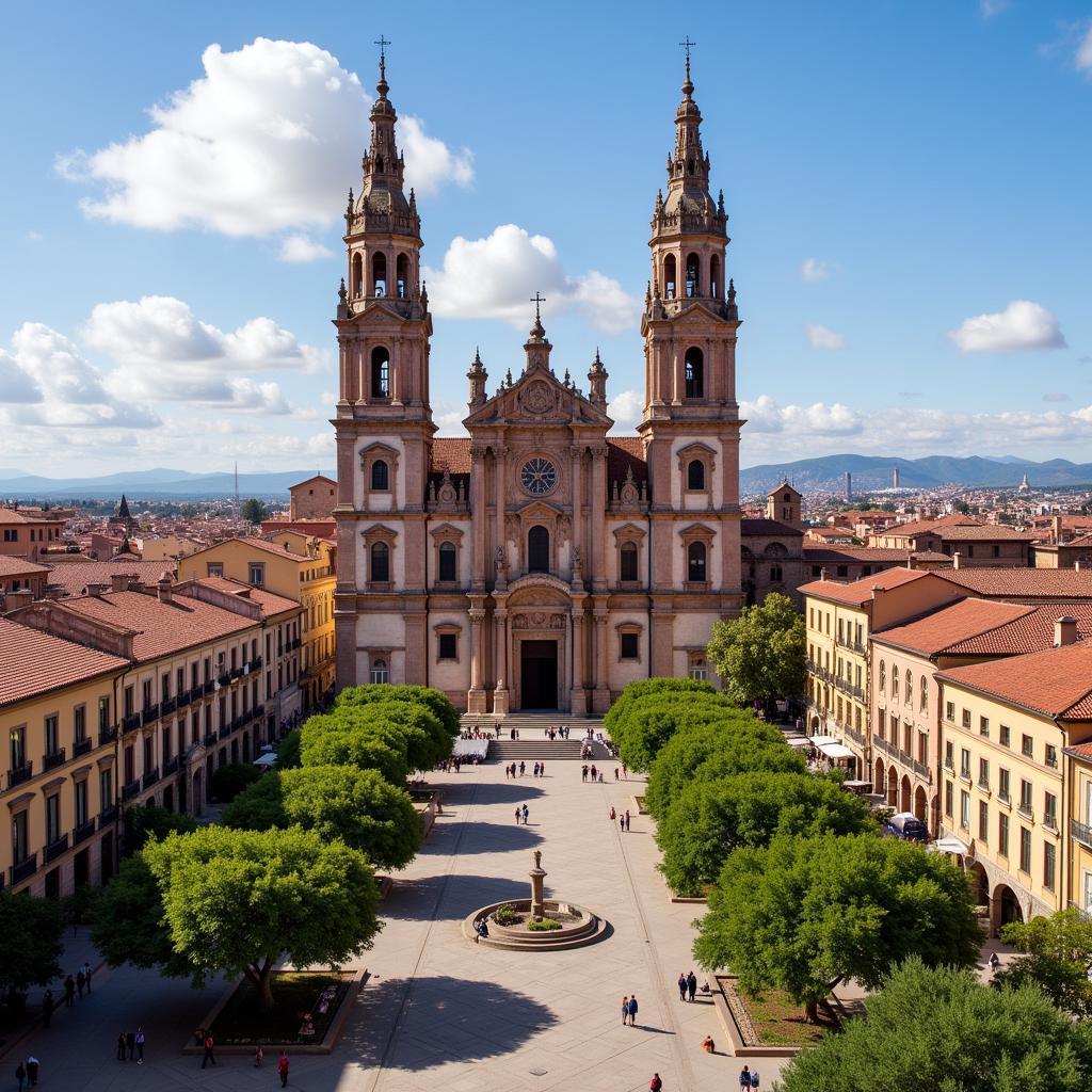 Albacete Cathedral dominating the historic center