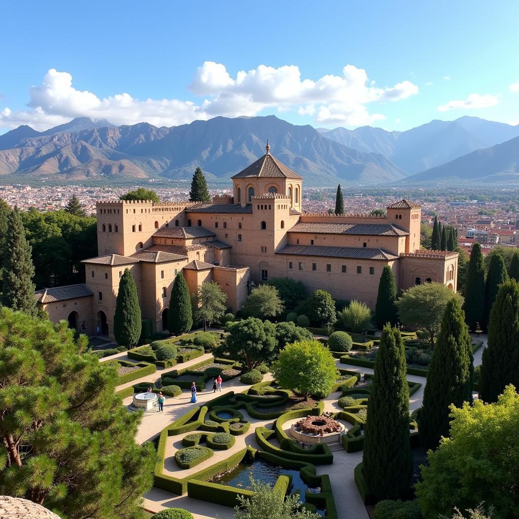 Panoramic view of the Alhambra Palace in Granada