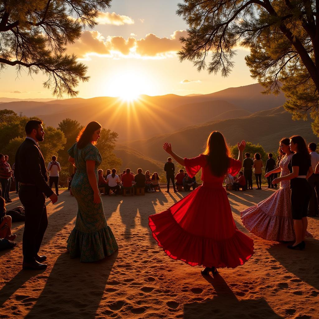 Campsite in Andalusia with flamenco dancers