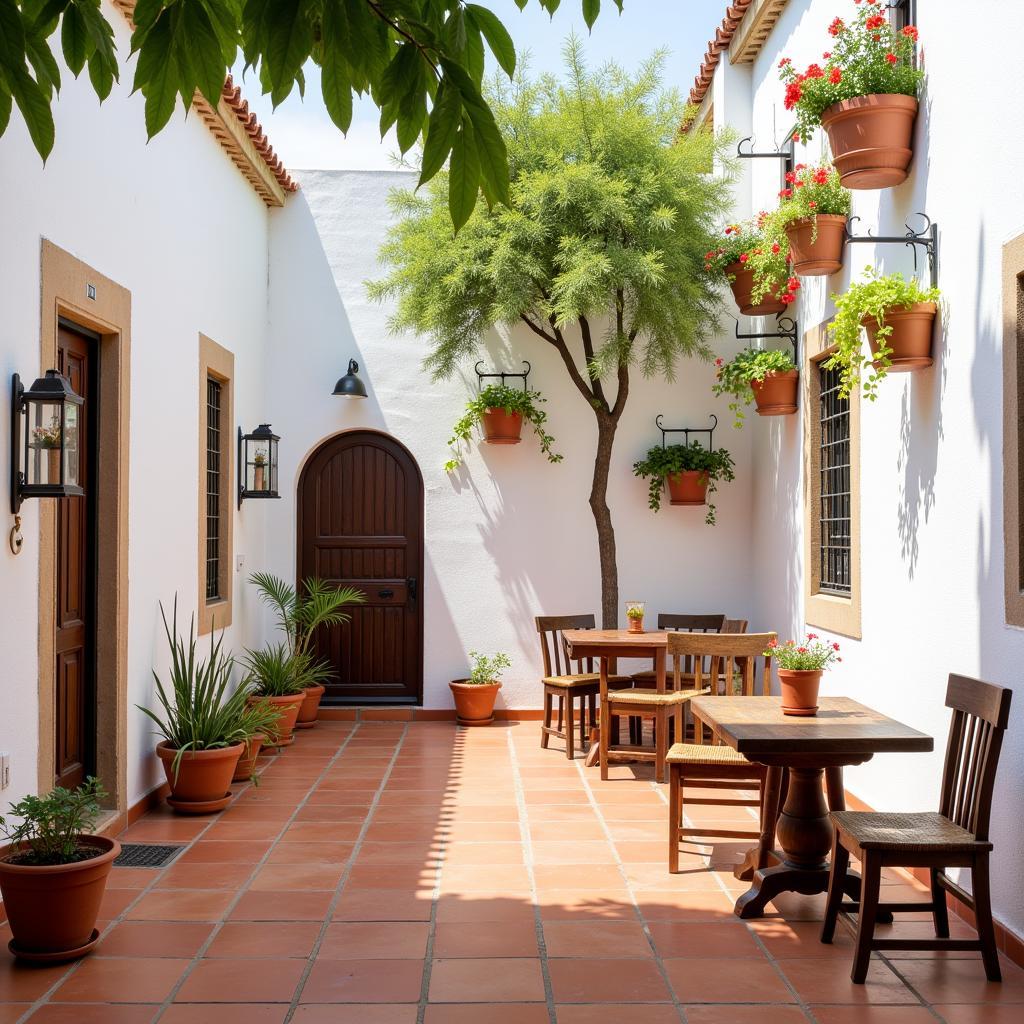 Charming Andalusian courtyard bathed in sunlight