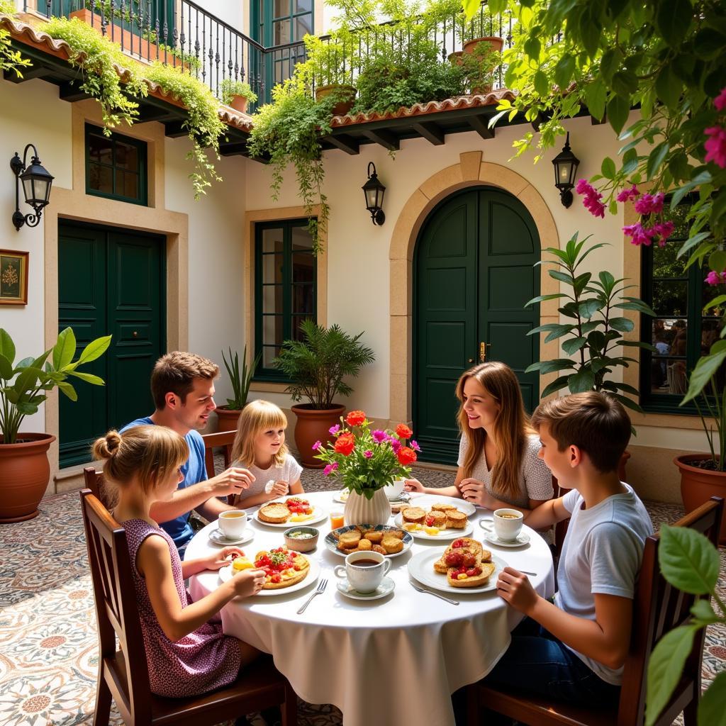 Traditional Andalusian Courtyard Breakfast