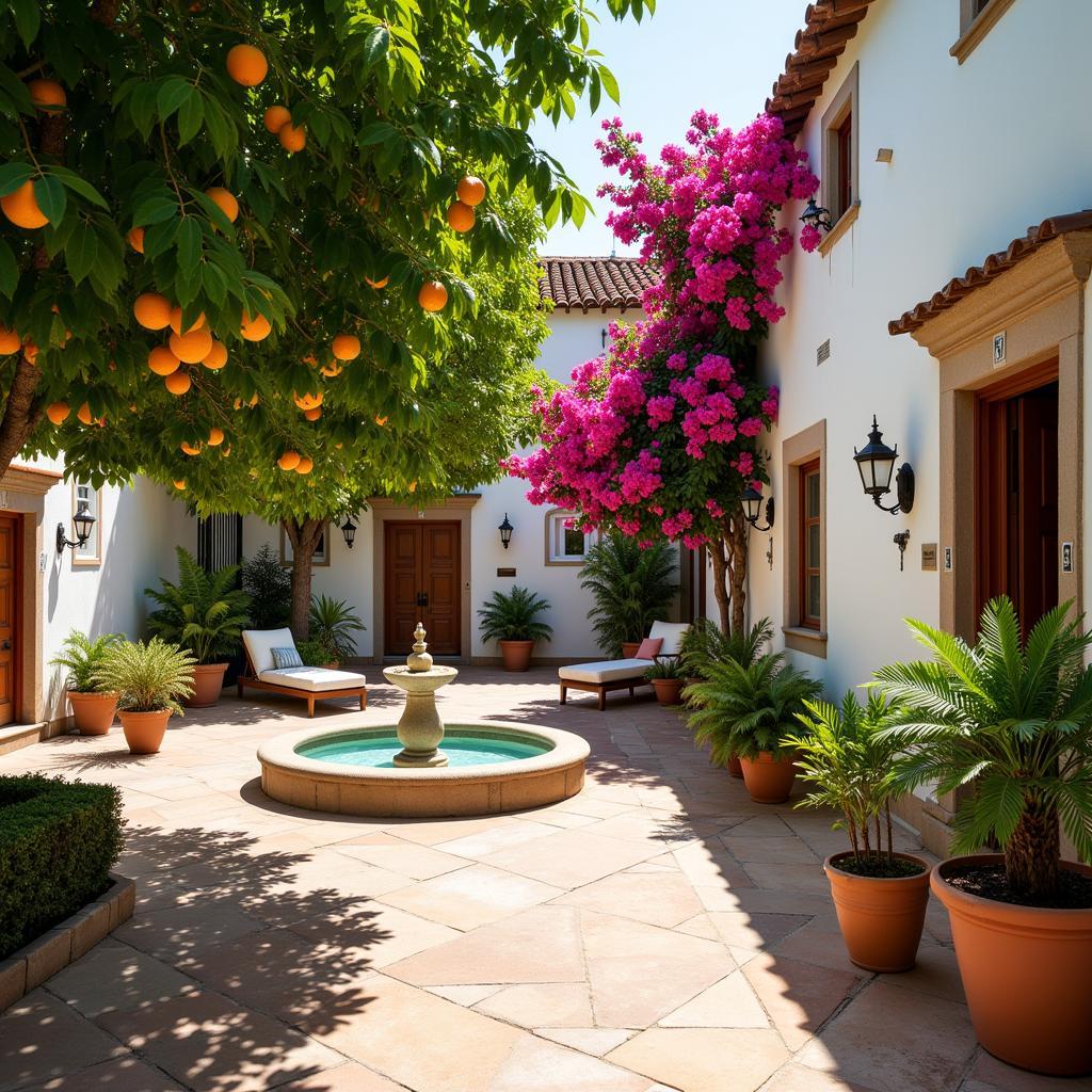 Traditional Andalusian Courtyard with Orange Trees