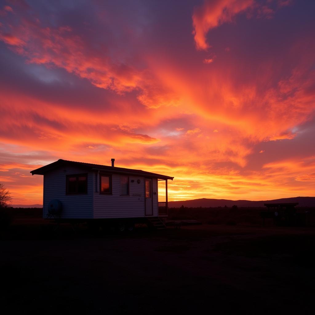 Andalusian Sunset with Mobile Home Silhouette