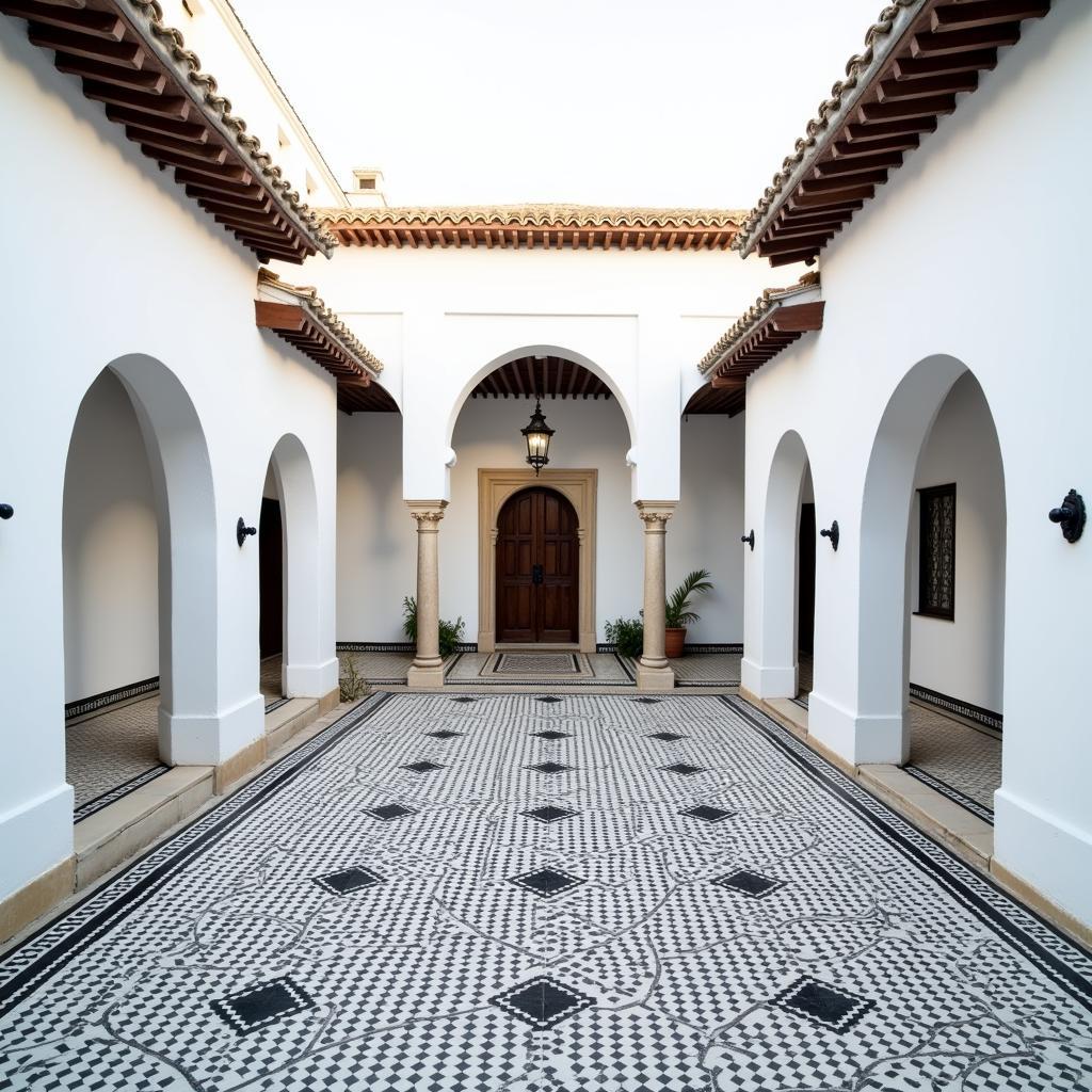 Andalusian Villa with Black and White Courtyard