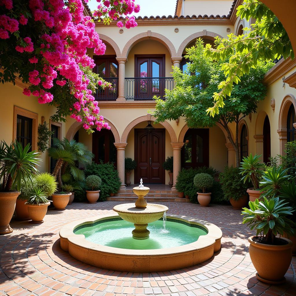 Sun-drenched courtyard of a traditional Andalusian villa