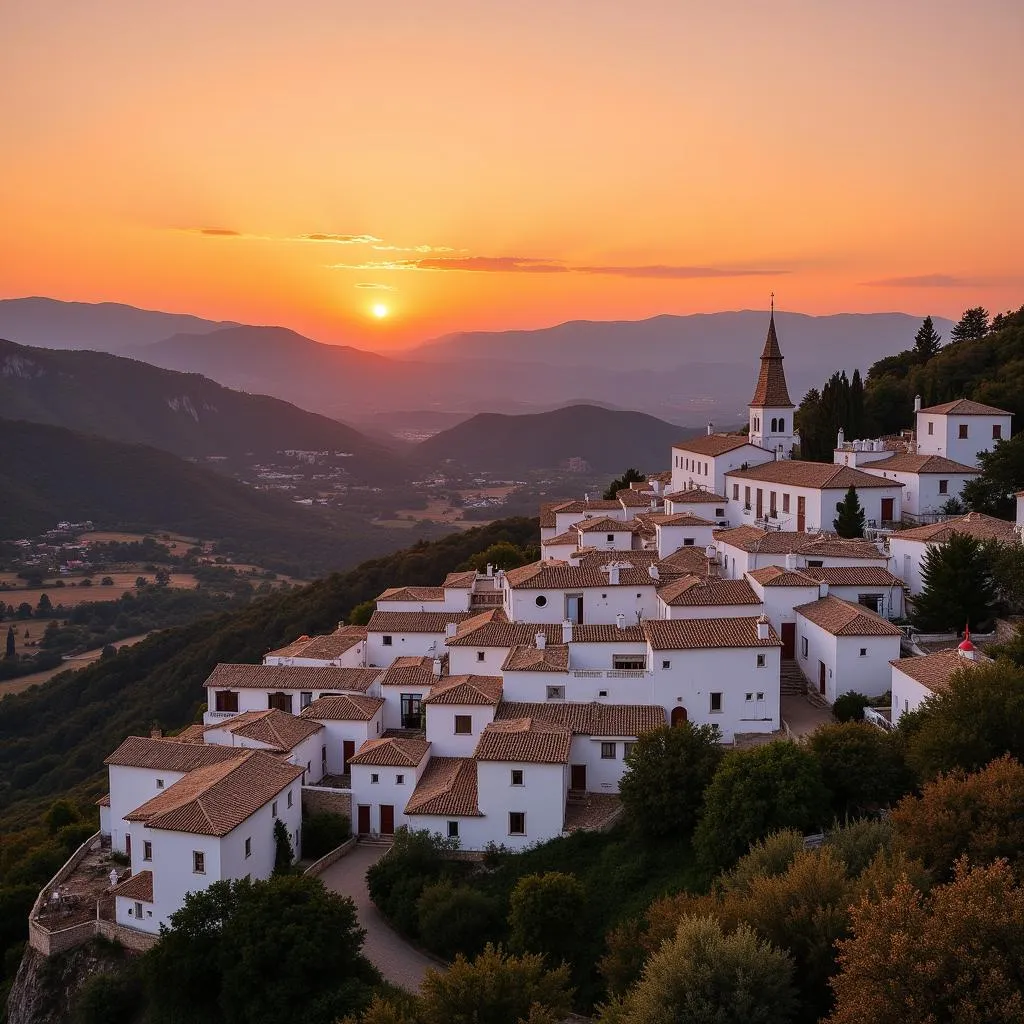 Sunrise over a picturesque Andalusian village