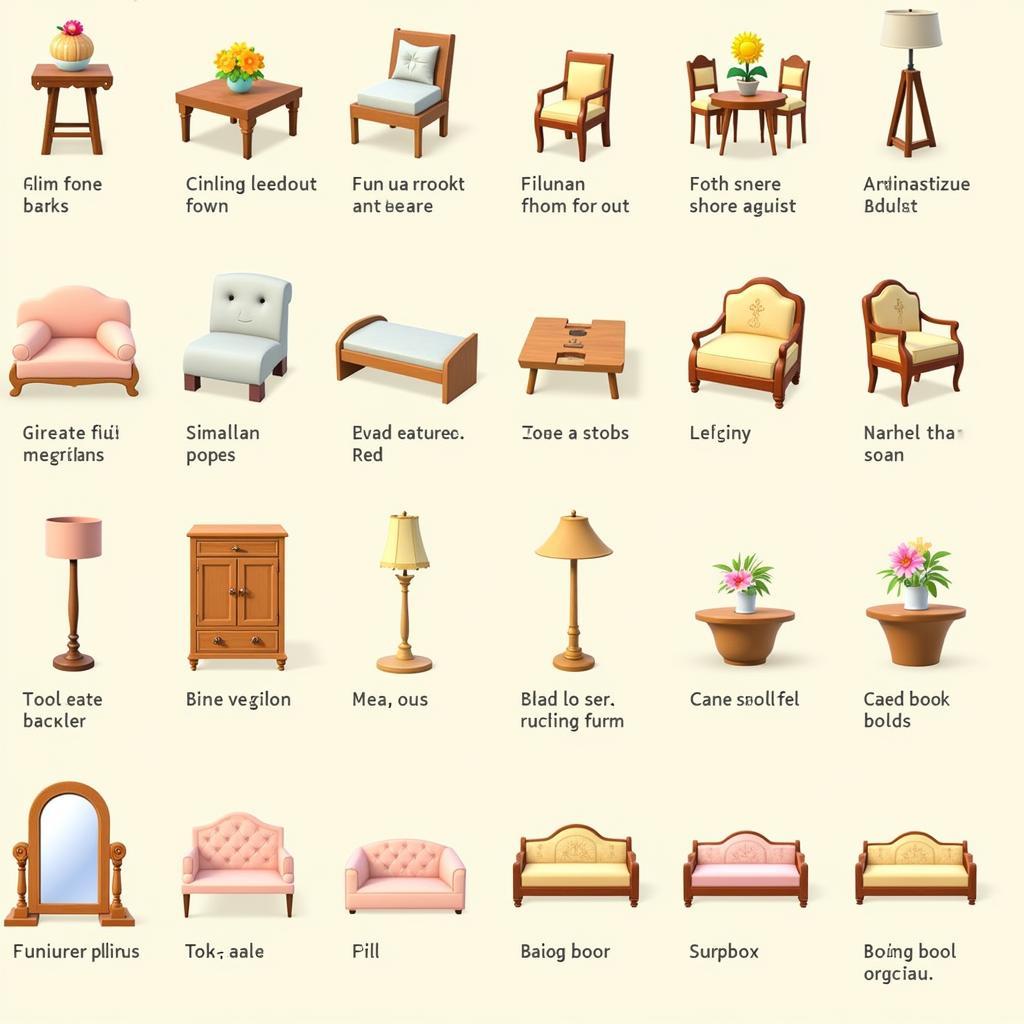 Animal Crossing: Happy Home Designer Furniture Catalog