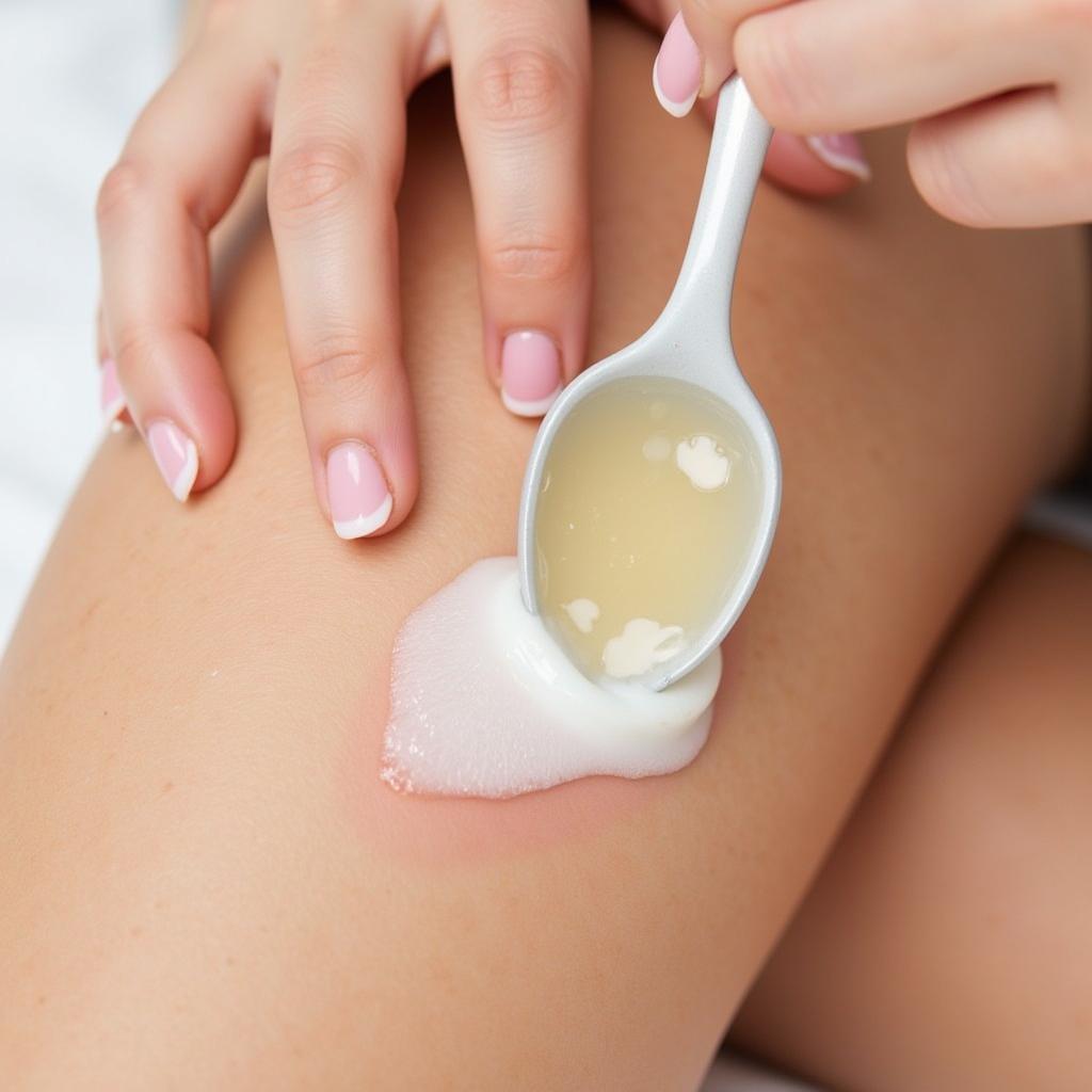 Applying aloe vera gel after at-home waxing