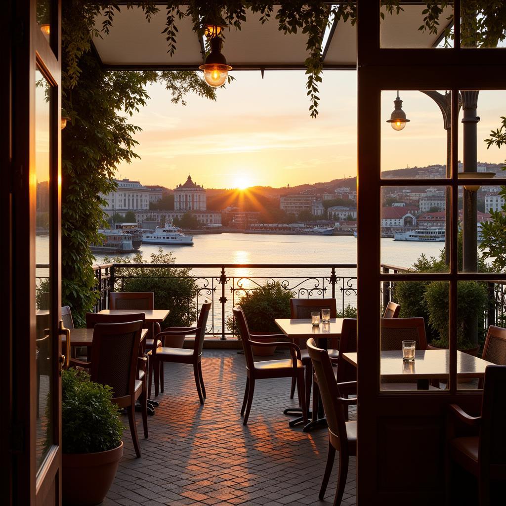 Riverside Cafe at Sunset in Aranjuez