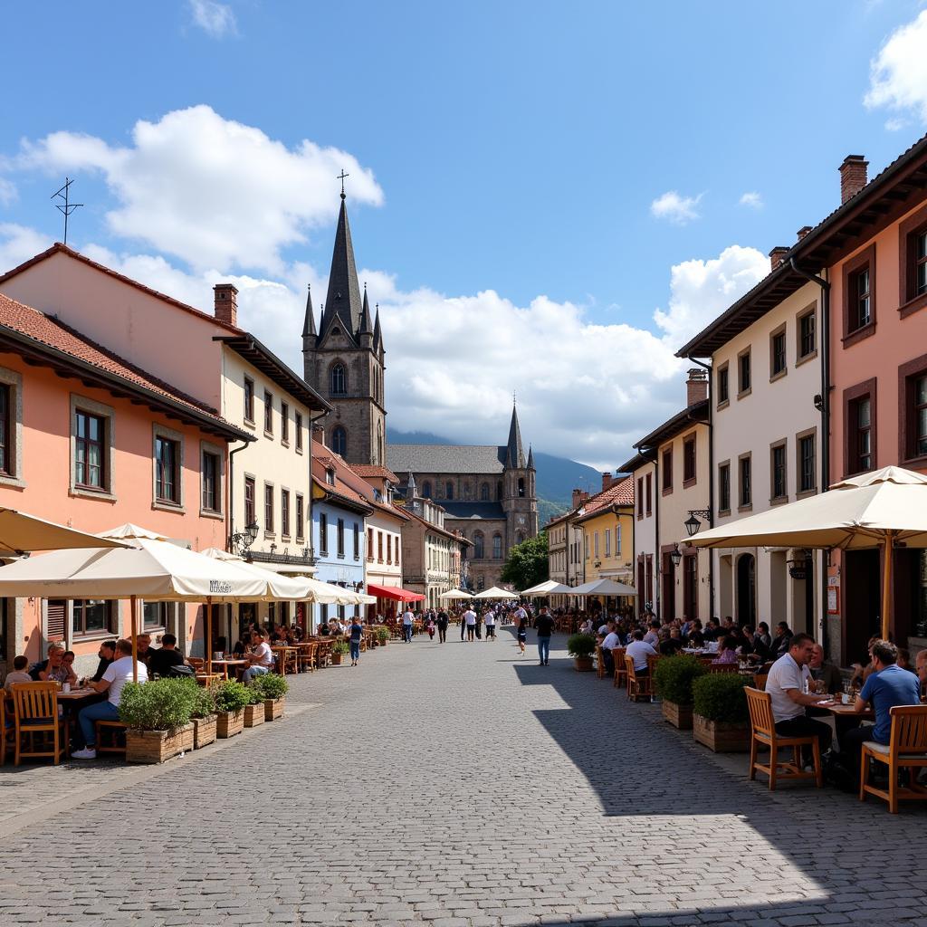 Charming town square in Arzúa