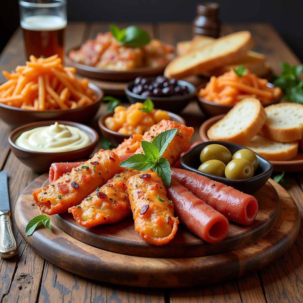 Assortment of Spanish tapas on a table