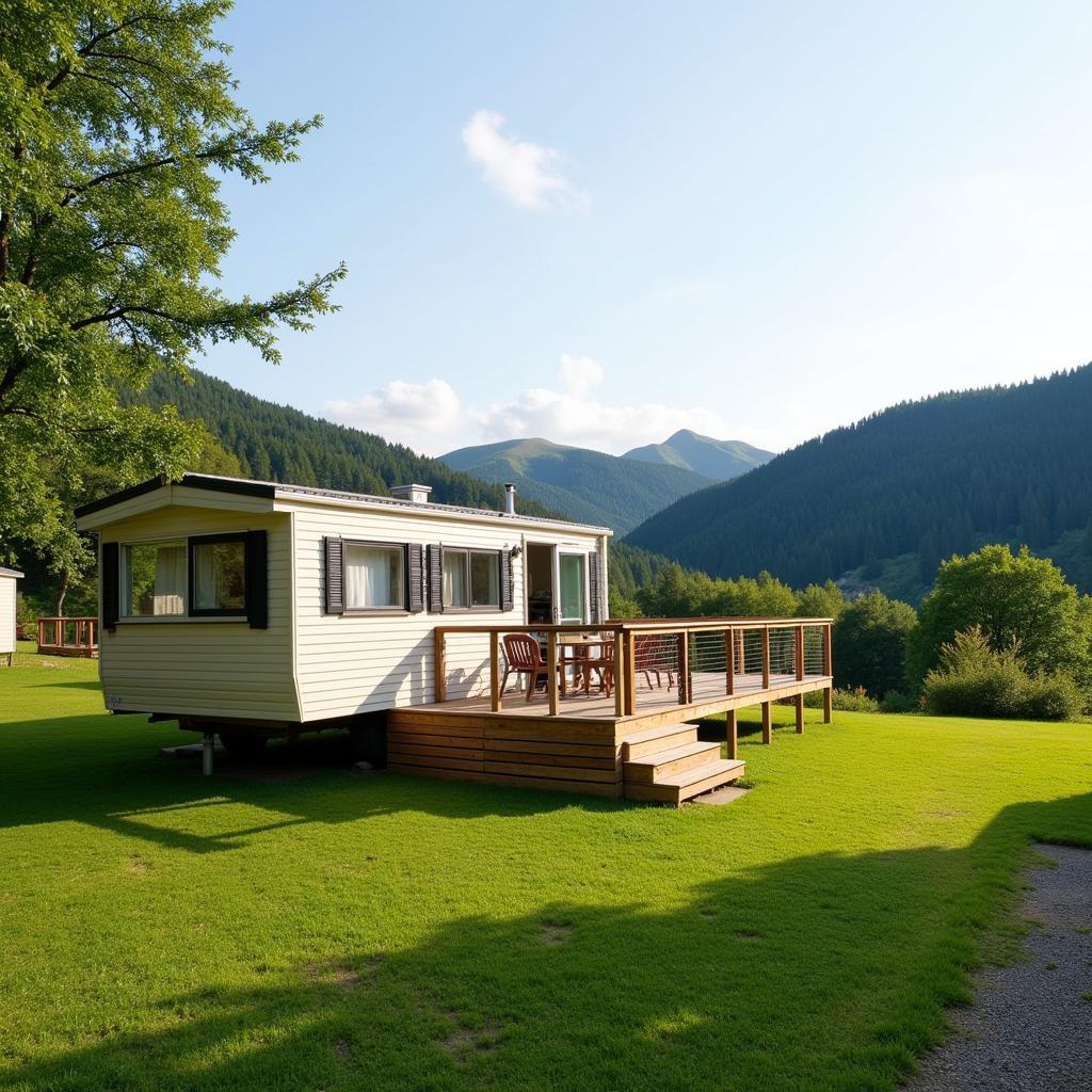 Mobile home nestled in the Asturian countryside