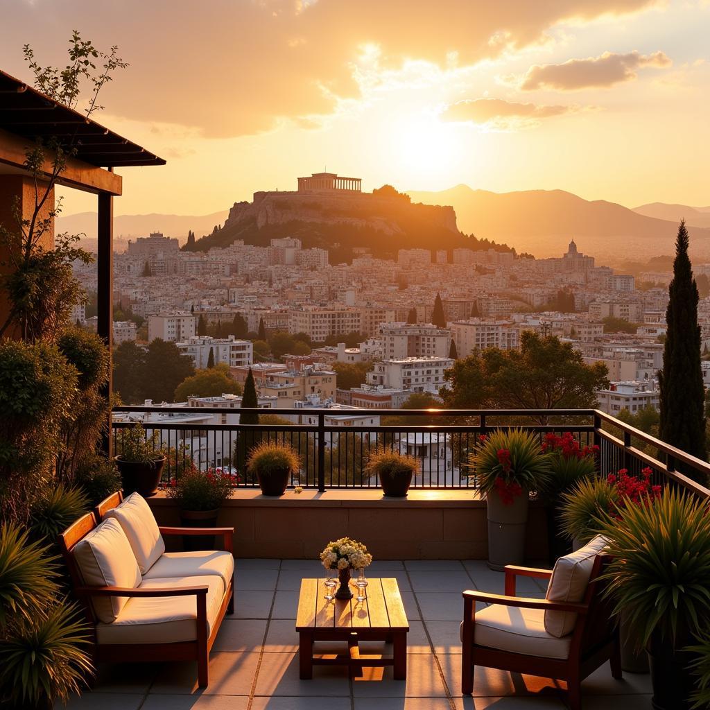 A breathtaking view of the Acropolis from a rooftop in Athens