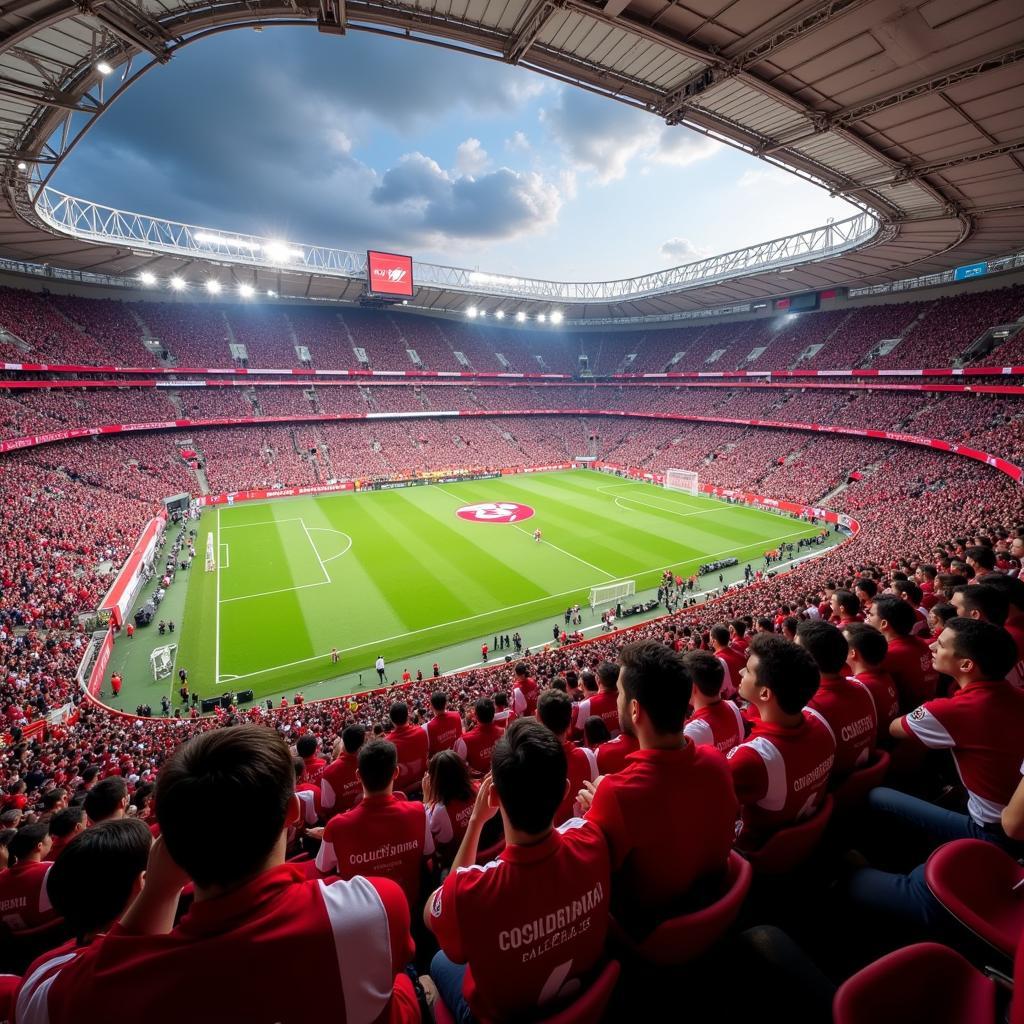 Atletico Madrid fans at Wanda Metropolitano Stadium