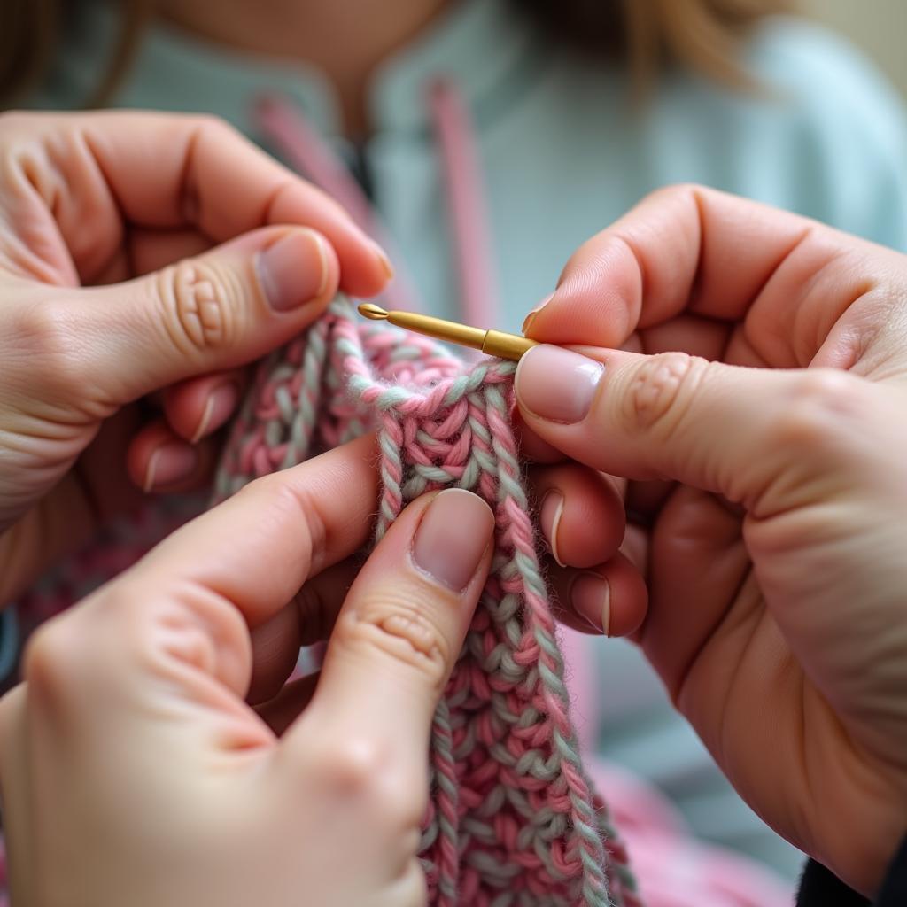 Spanish artisans meticulously crafting ballerina crochet