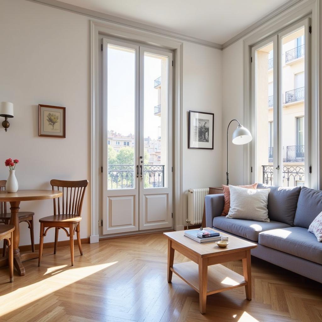 A modern, minimalist apartment in the heart of Barcelona's Gothic Quarter, perfect for a stylish city break.
