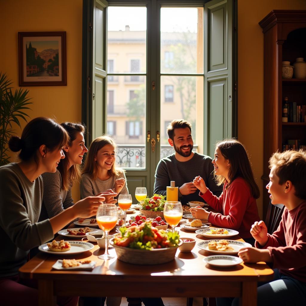 Family enjoying a homestay in Barcelona