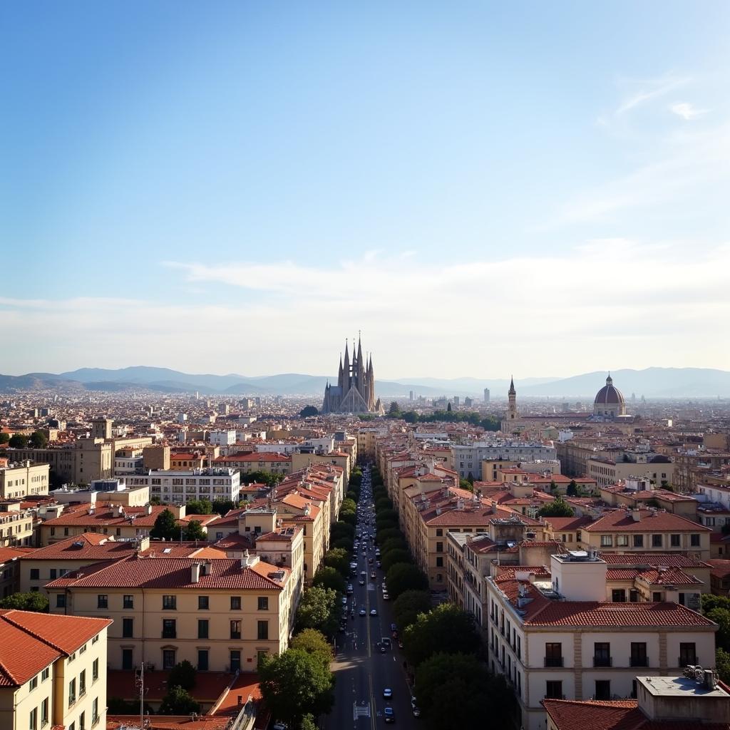 Barcelona Rooftop View with Sagrada Familia