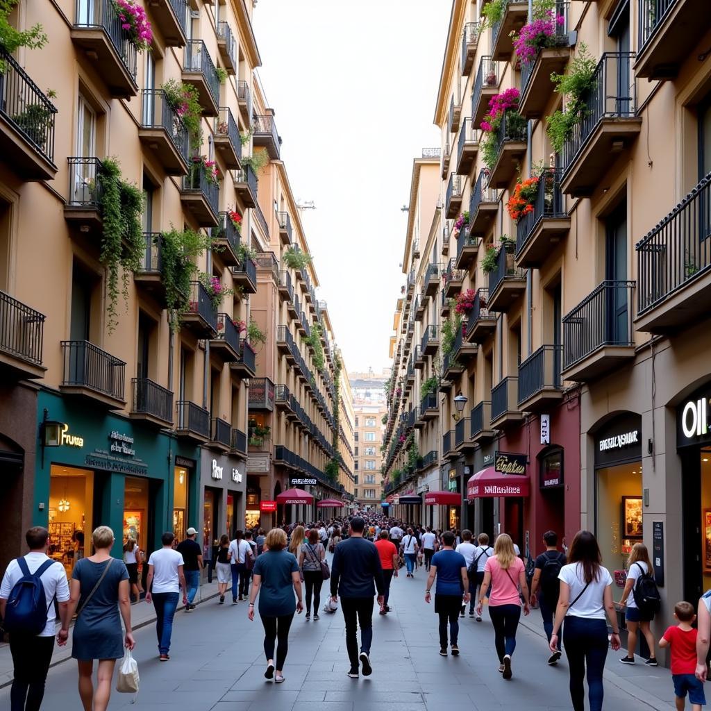 Shopping street in Barcelona