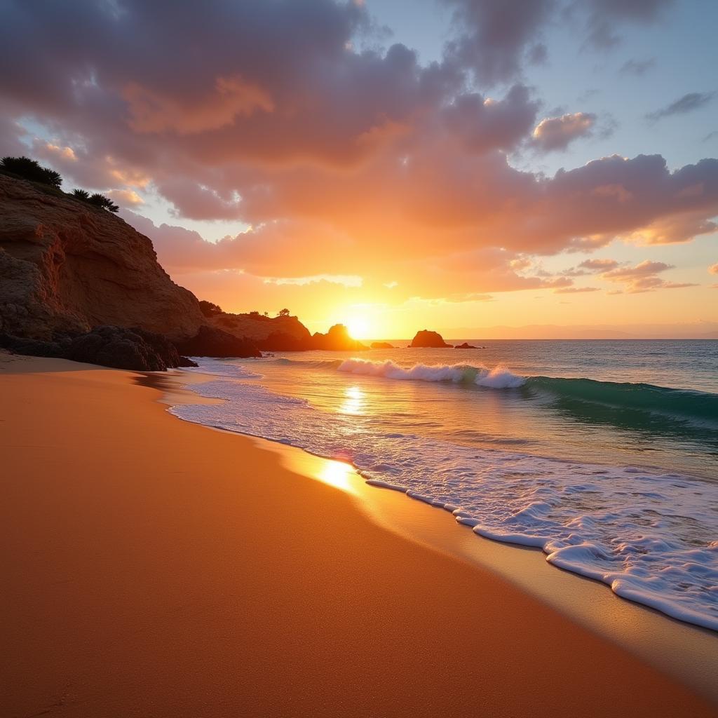 Sunset over Barrameda Beach