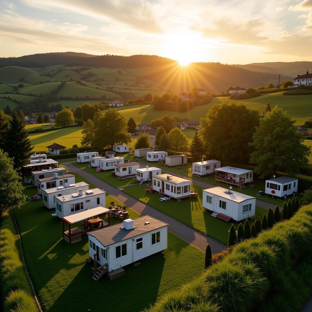 Mobile home park nestled in the Basque Country hills