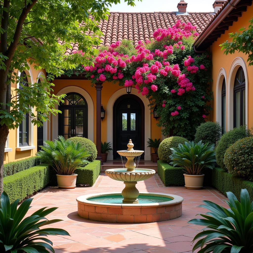 A traditional Spanish courtyard within a bishop's residence