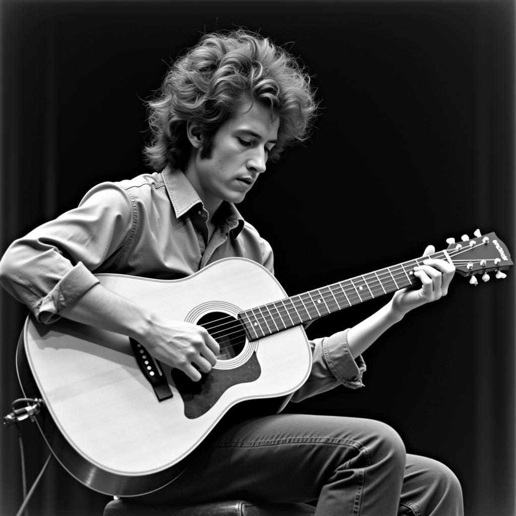 Bob Dylan playing a Spanish Guitar