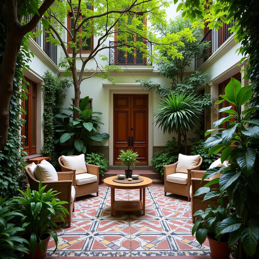 Charming courtyard of a Buenos Aires home hotel