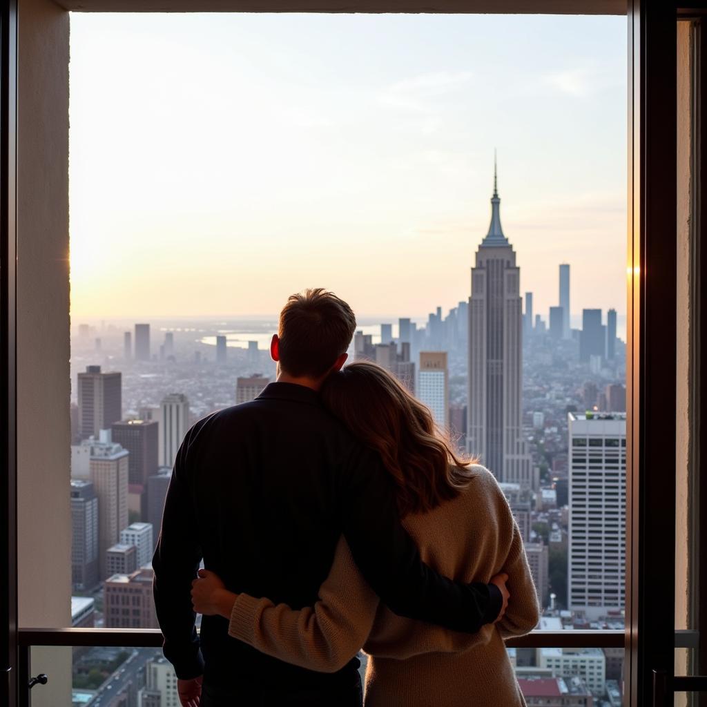 Couple enjoying the view from their Buenos Aires hotel home