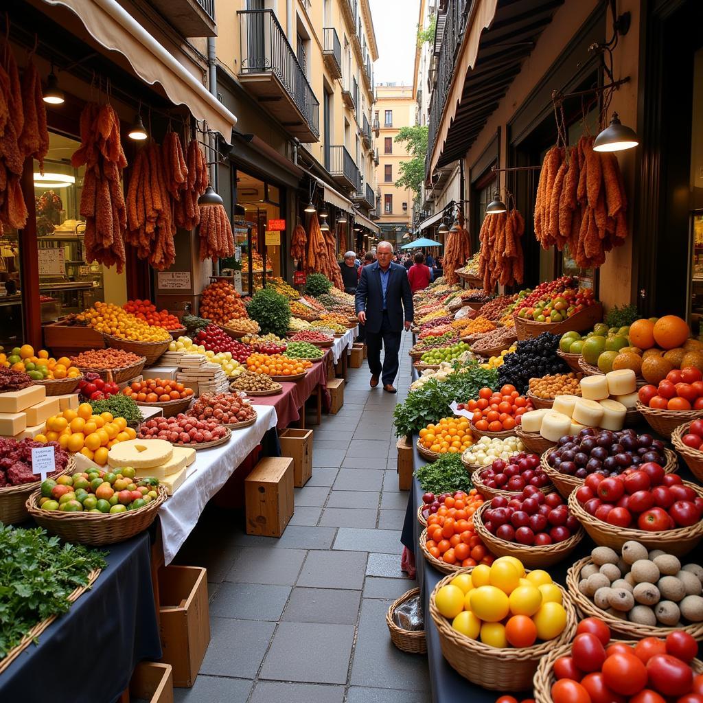 Vibrant Spanish market with fresh produce