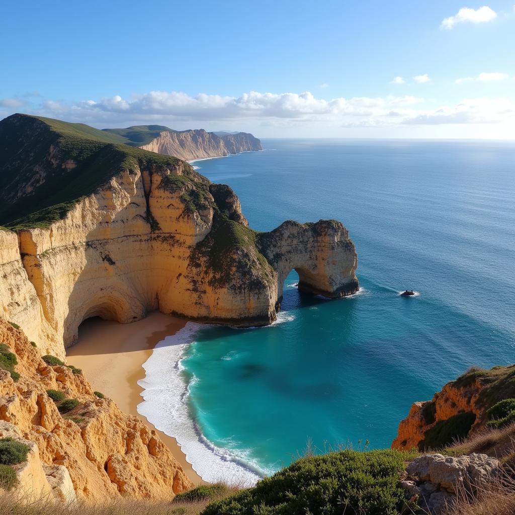 Dramatic cliffs meet the Atlantic at Cabo de Home