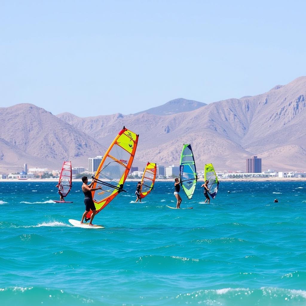 Windsurfers riding the waves at Cabo Home