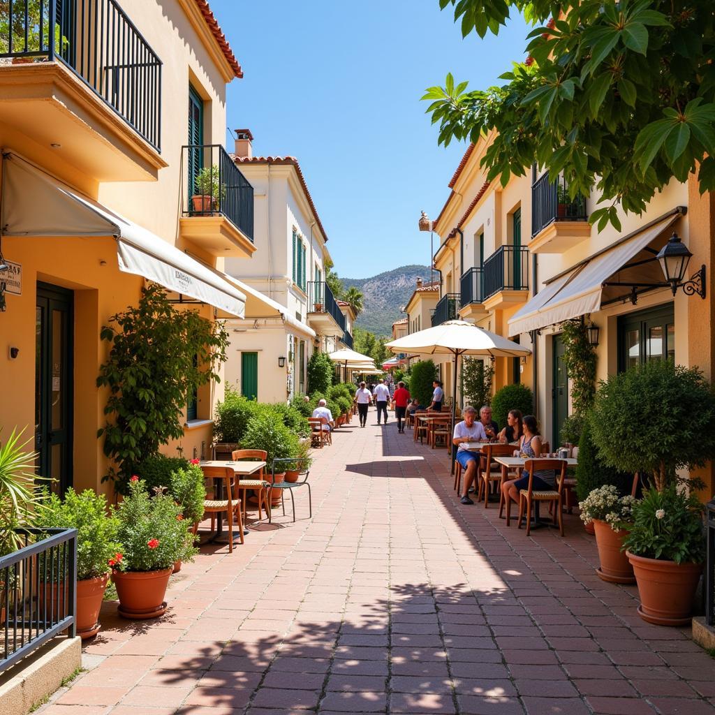 A lively plaza in Calpe town center