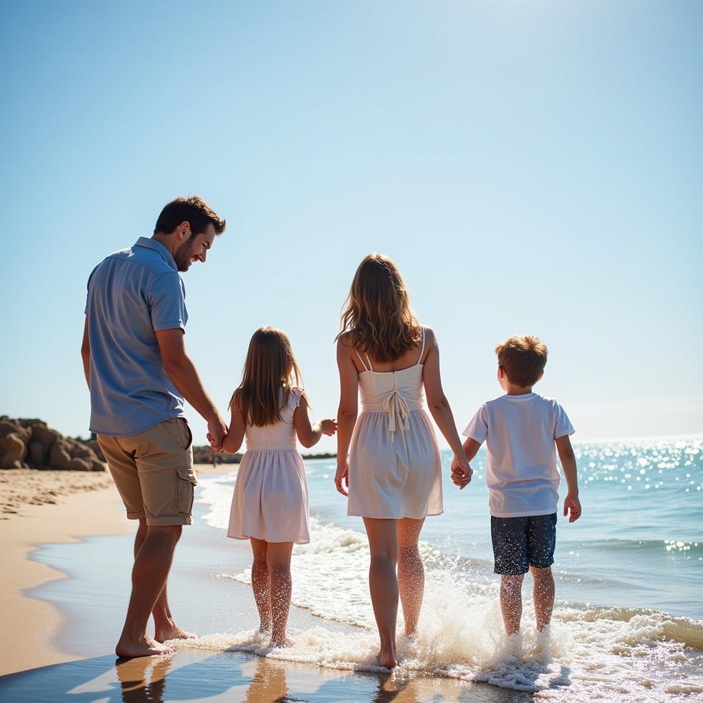 Family Enjoying Beach Fun in Cambrils