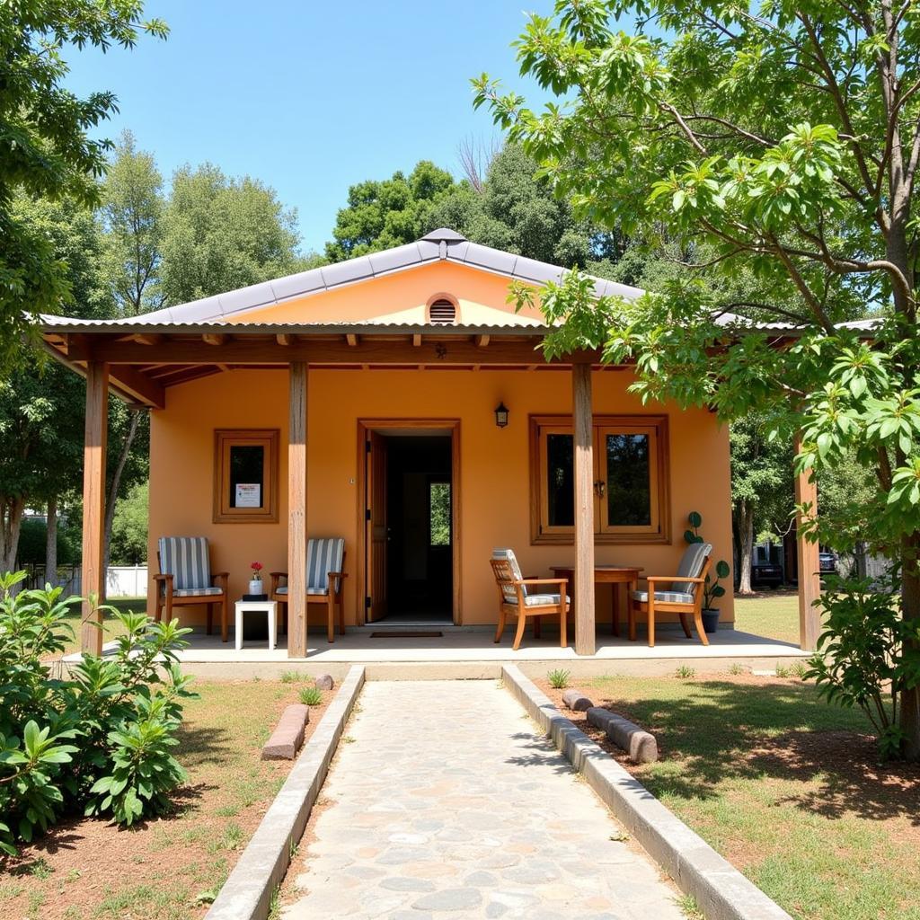 Spacious bungalow exterior at Camping El Arbolado