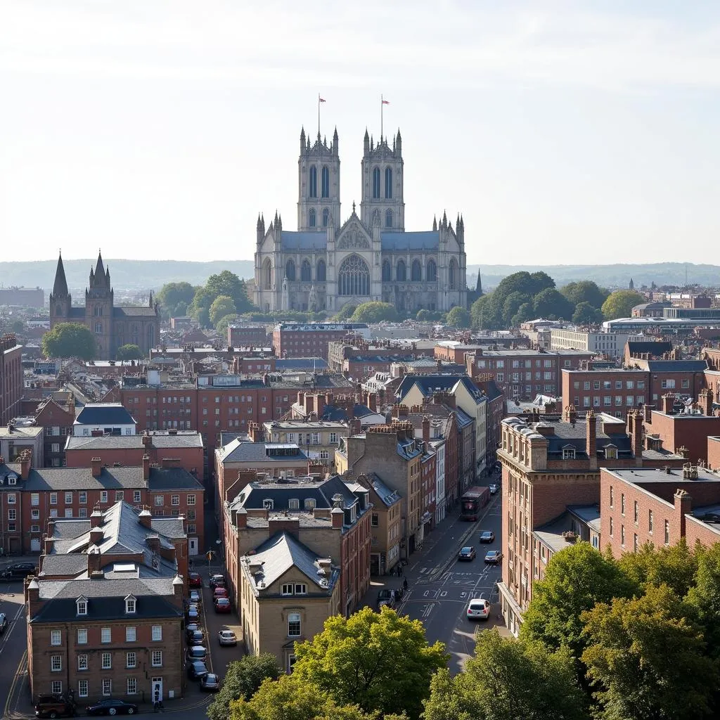 Panoramic View of Canterbury Cityscape with Cathedral