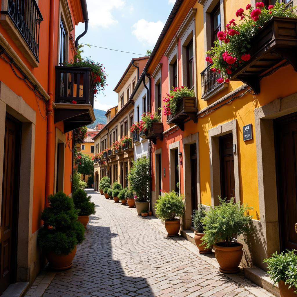 Narrow cobblestone street in Cardona's Old Town