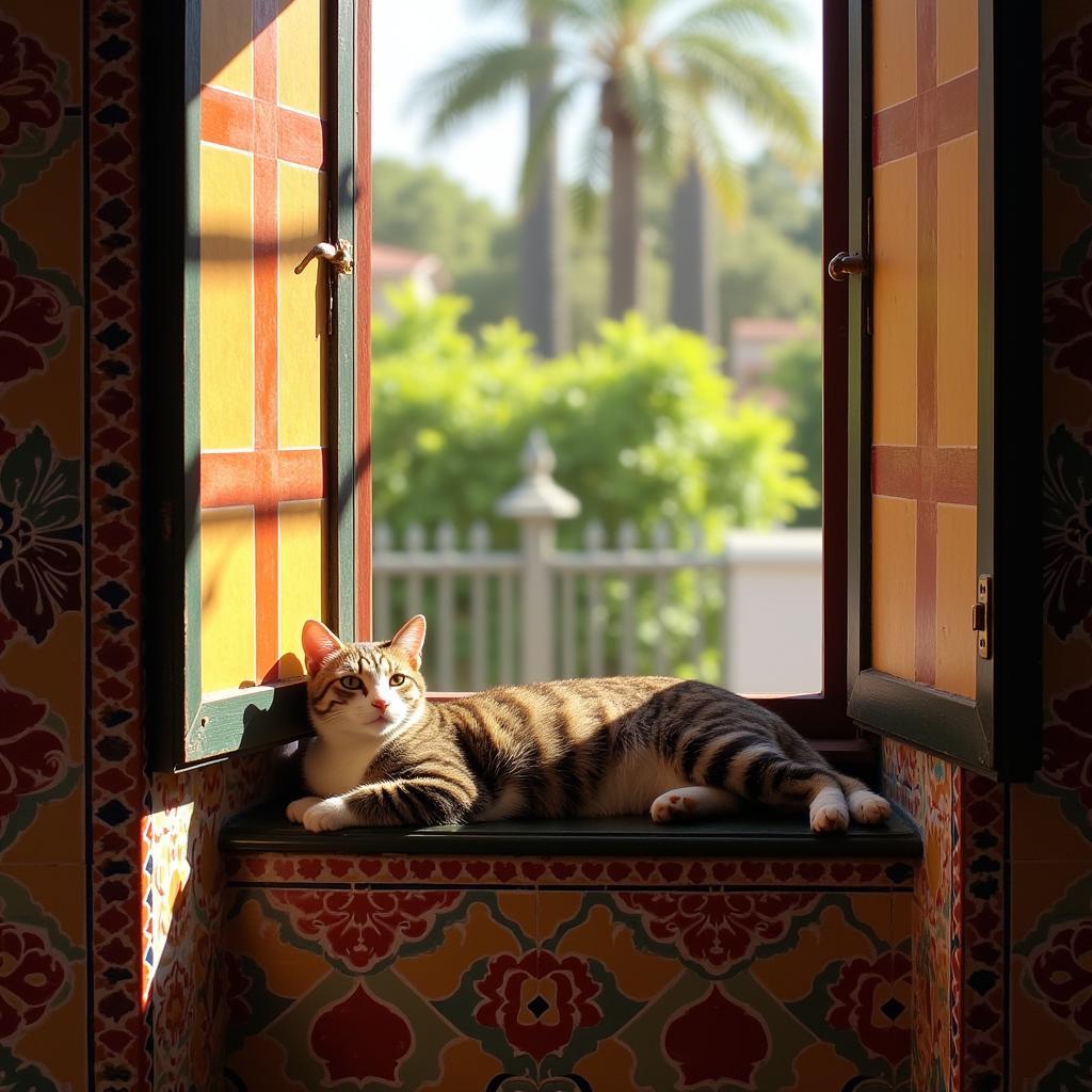 Cat relaxing in a Spanish home