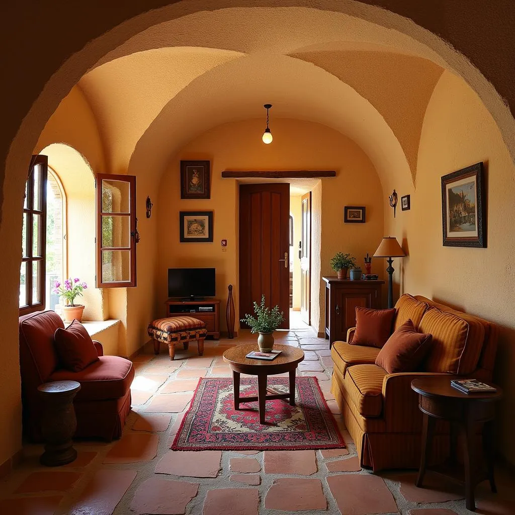 Cozy corner in a cave home butaca