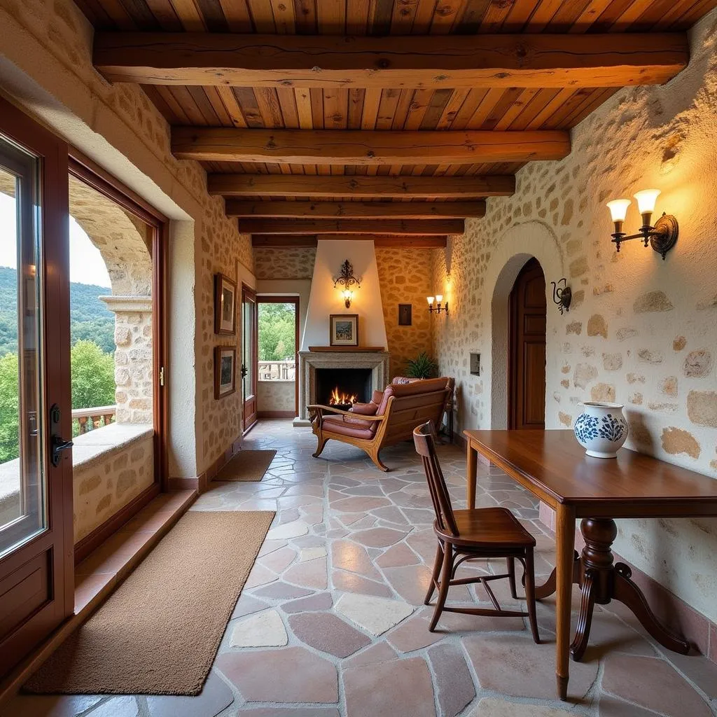 Rustic interior of a cave home