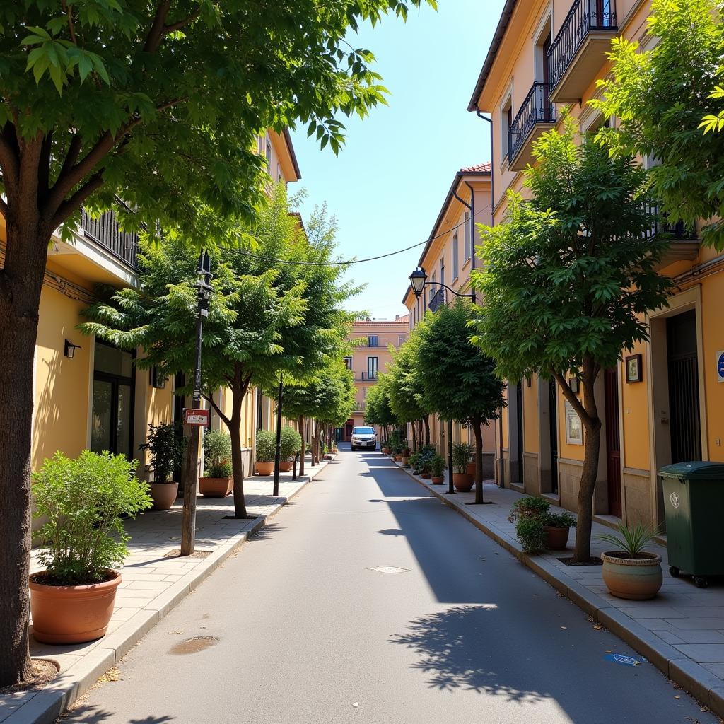 Charming streets of Chamberí neighborhood in Madrid