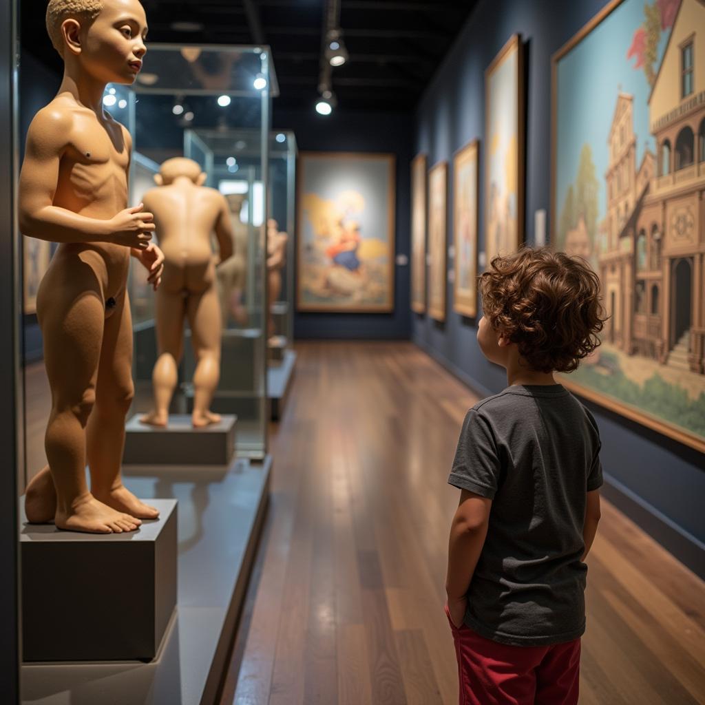 Child Exploring Museum Exhibit