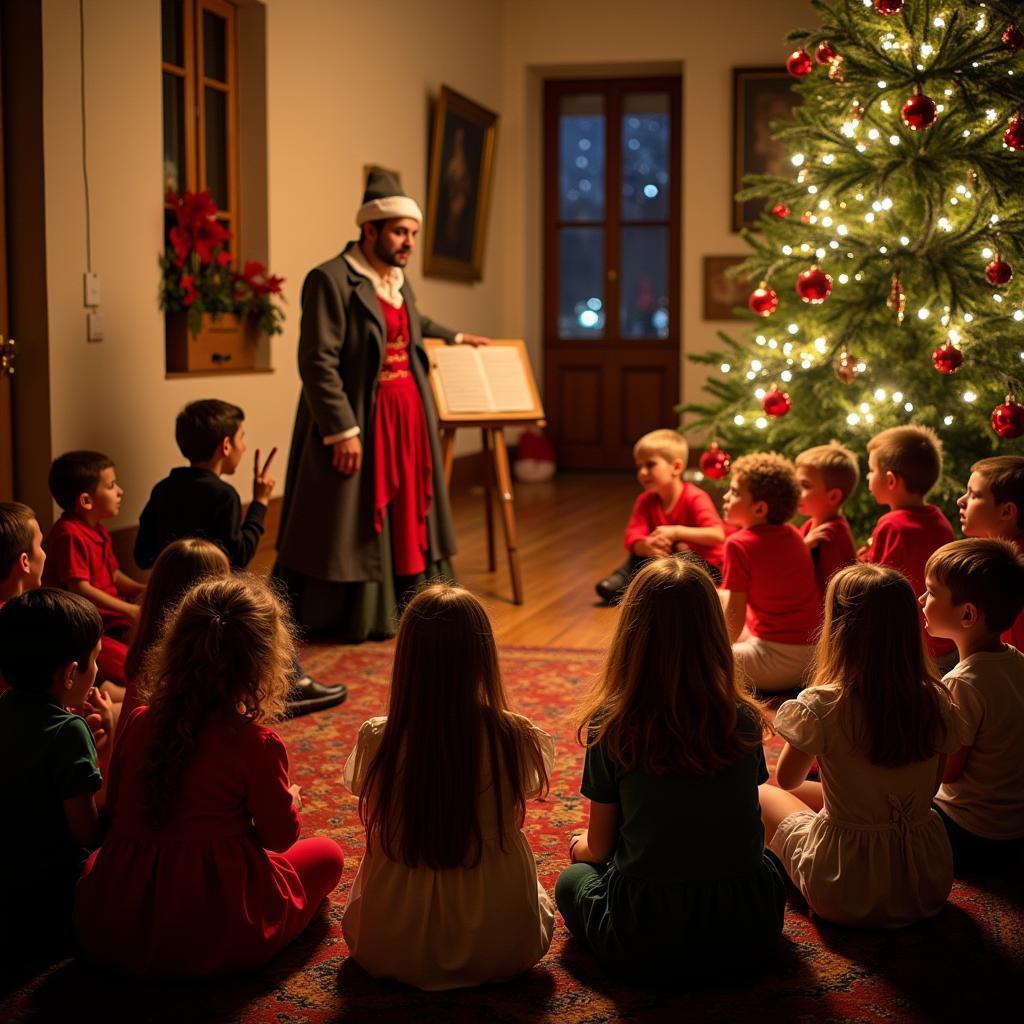 Children Engaging with Catalan Christmas Storytelling