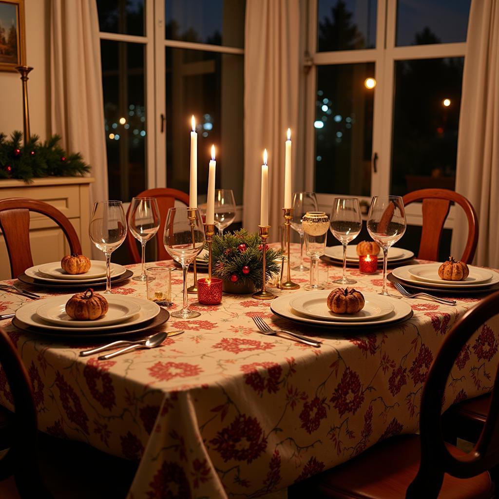 Christmas Table Setting with Zara Home Tablecloth