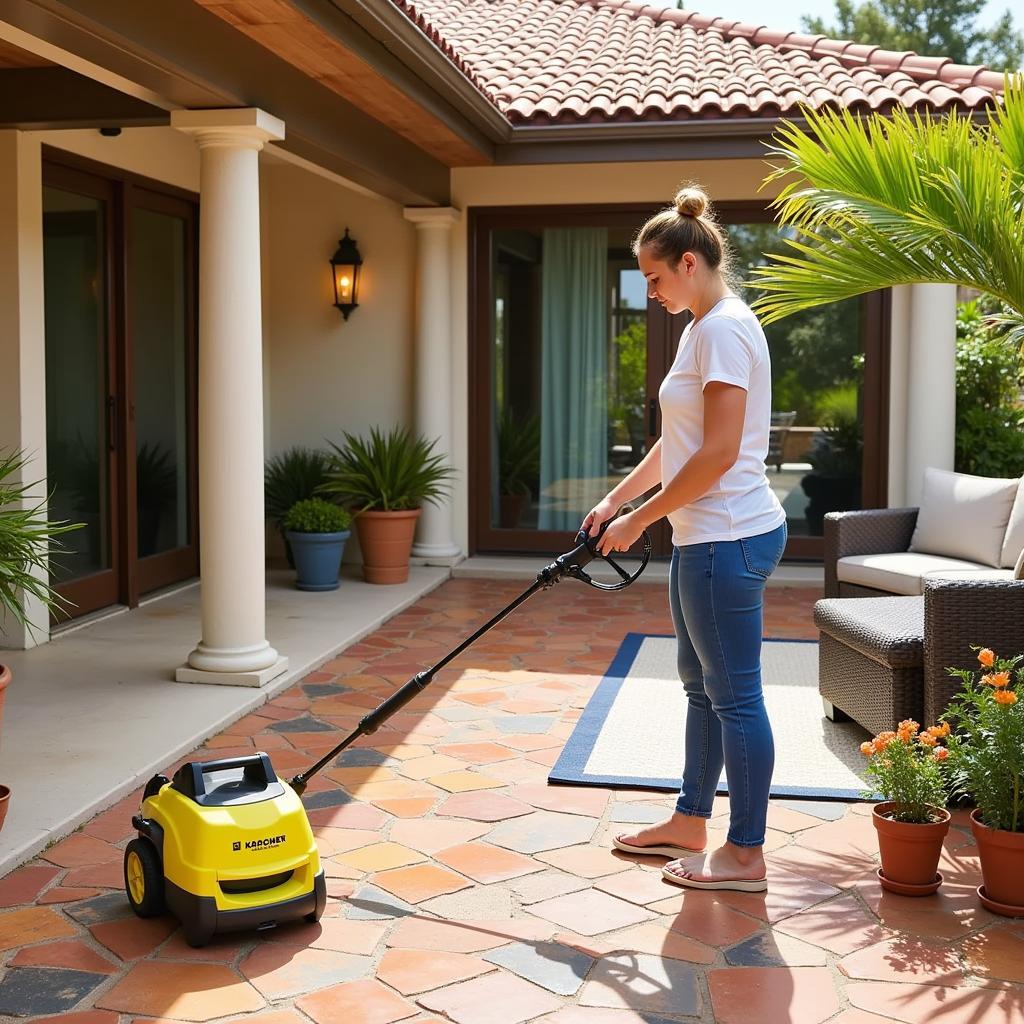 Cleaning a Patio at a Spanish Home with Karcher K5